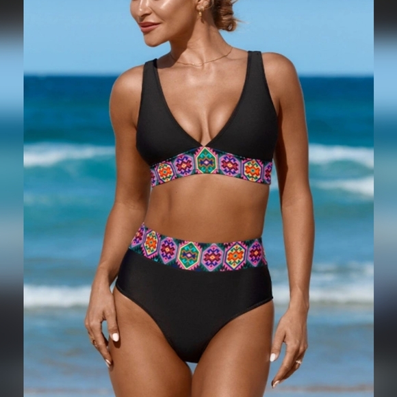 LAST CHANCE Popvil Boho High Waist Bikini Swim Set - Picture 1 of 4